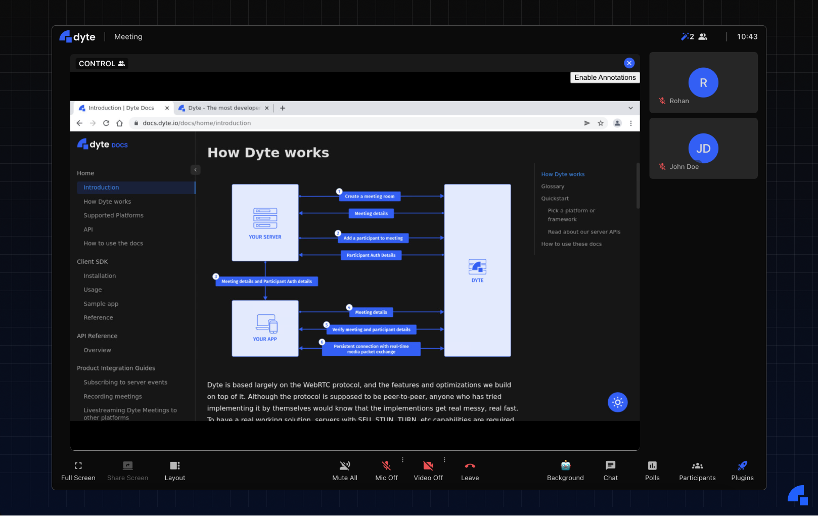 Our documentation- How Dyte works.