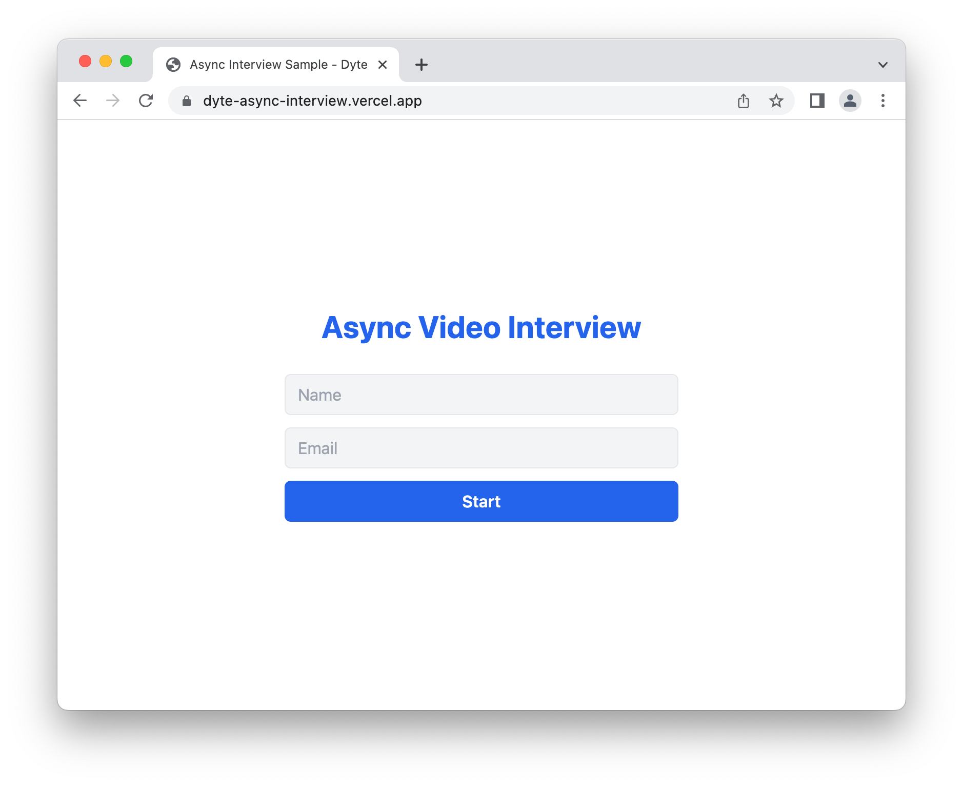 async interview platform landing page